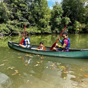 Family canoeing on the Hocking River